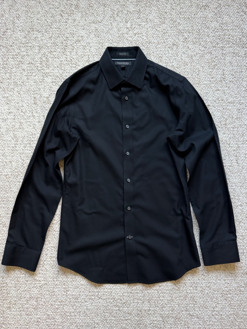 Banana Republic Men’s Grant Slim Fit No Iron Dress Shirt - Black